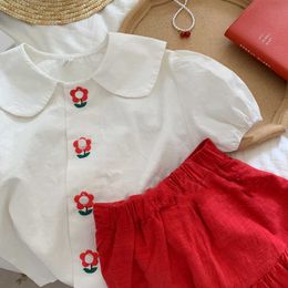 Clothing Sets Girls Short Sleeve Blouse Shirt and Skirt Fashion Summer Flower Toddler Girl Clothes for Children