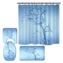 Shower Curtains 2023 Style 3D Home Furnishing Happy Personalised Printing Curtain Bathroom Floor Mat Base Toilet