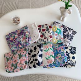 Cute Floral Women's Cotton Cosmetic Bag Flower Ladies Clutch Purse Handbags Portable Female Make Up Storage Bags Girls Pouch