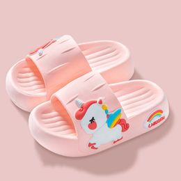 Slipper Summer Kids Home Shoes Flip Flops Baby Girls Slippers for Children Cartoon Unicorn Bathroom Antislip Thick Sole Slides 2-8 Years 230510