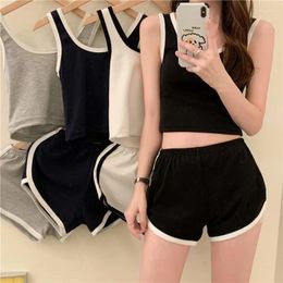 Womens Tracksuits Woman Costume Y2k Tops Two-piece Set Summer Womens Dress Shorts Showing Belly Button Top Slimming Sports Yoga Pants