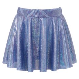 Skirts Fashion Glossy Shiny Sequins Girls Flared Pleated A-Line Mini Skater Skort Kids Elastic Waistband Scooter Miniskirt Dancewear 230510