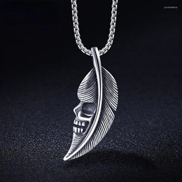 Chains 2023 Skull Feather Men's Necklace European And American Titanium Steel Jewellery Pendant Trendy Hip Hop Vintage