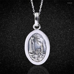 Chains CHENZHON Virgin Mary Oval Pendant Women's Men's Vintage Necklace