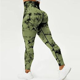Active Pants Tie Dye Seamless Leggings Scrunch BuLift Legging Push Up Workout Compression Tights Booty Squat Proof Yoga Gym