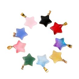 Glass Crystal Star Pendant for DIY Making Jewellery 20MM Healing Chakra Reiki Stone Pendants Charms Necklace Accessories Bulk