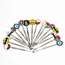 Smoking Accessories 4.72inch Wax Dabber Tool With Badge Pattern Wax oil rigs Dabs Stick Carving tools Metal Nail and Quartz Nails For Water Pipe Bong