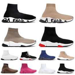 Designer Speed Trainers Socks Shoes For Men Women Graffiti Sole Black White Beige Pink Red Navy Luxury Vintage 17FW Paris Loafers Slip-On Sneakers Runner Jogging 36-45