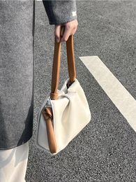 Evening Bags Korean Ins Beige Shoulder Tote Bag Women Soft Pu Leather Crossbody Messenger Ladies Bucket Female Shopper Purses 2023