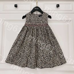 23ss kids designer clothes girls Dress Short-sleeved dresses new Round neck Leopard print embroidered tank dress big Girls skirts High quality kids clothes