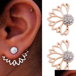 Stud Fashion Lotus Flower Earrings Korean Crystal Chic Imitation Pearl Angel Wings Geometry For Women Jewellery Drop Delivery Dhgarden Dhz4X