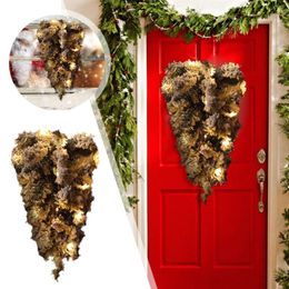 Decorative Flowers Wreath Earrings 2023 Christmas Decorations PVC Upside Down Tree Simulation Flower Door Front Metal Heart