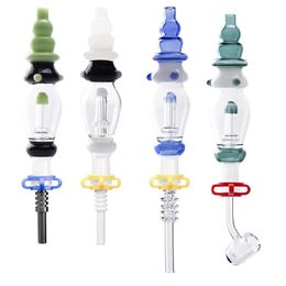 Chinafairprice NC039 Dab Rig Smoking Pipe Glass Water Bong Big Tower Style 10mm 14mm Titanium Ceramic Tips Quartz Banger Nail Clip Colorful Bubbler Bongs