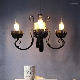 Chandeliers Black Retro E14 Candle Chandelier For Home Decor Dining Table Pendant Lamp Restaurant El Bar Suspension Light