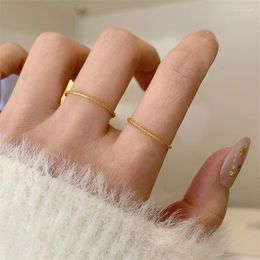 Wedding Rings Tarnish Free Stainless Steel Minimalist Gold Color Frosted For Women Men Engagement Ring Jewelry