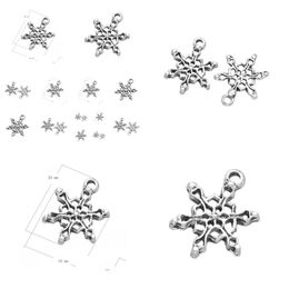 Charms Bk 1000 Pcs Sier Snow Flake 15Mm X 20Mm / Tibetan 2 Sided Christmas Charm Favor Decoration Gift Packaging Wine Drop Delivery Dh0Lo