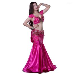 Stage Wear Bellydance Rhinestone Lace High Quality Performance Costume Belly Dance 2pcs Set For Women/female Dancers Bra Skirt QC2799