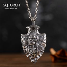 Pendant Necklaces S925 Liontin Pria Kepala Tua Legenda Suku Perisai Elang India Perak Murni Kepribadian Dominan 230510