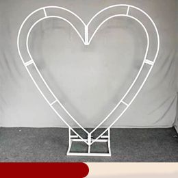 New Heart Shaped Double Rod Flowers Stand Frame Wedding Stage Background Arch Baby Shower Home Decoration Supplies