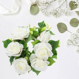 Decorative Flowers 2pcs Artificial Rose Rings Party Table Wreath Centrepiece