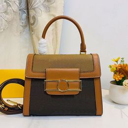 Crossbody Handbag Old Flower Box Bag Messenger Handbags Gold Lock Catch Handle Detachable Strap Women Tote Bags Canvas Leather Flap Wallet