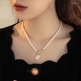 Chains Natural Freshwater Pearl Necklace For Women Minority All-Match High-Grade Clavicle Chain Grain Of Rice Pendant Ornaments Jewelry