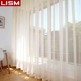 Curtain LISM Beige Tulle Sheer Curtains for Living Room Decoration the Bedroom Kitchen White Voile Organza 230510