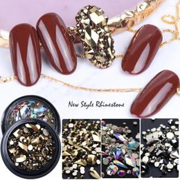 Nail Gel 1 Box Of Flashing 3D Rhinestones AB Flat Back Shiny Gemstone Decorations Mixed Size Art Crystal DIY Nails