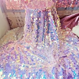 Table Cloth Pink Mermaid Scale Dreamy Round Sequins Glitter Tablecloth Background s Laser Iridescent Shiny Shooting Decor Party 230510