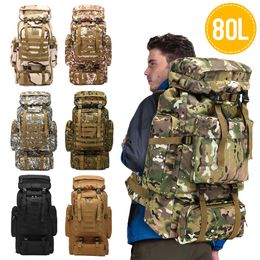 Rucksackrucksäcke 80l taktischer Rucksack 600D Oxford-Stoff wasserdicht Wasserwandern Angeln Jagdtasche Molle-Rucksack Outdoor-Sport Militärrucksäcke P230510