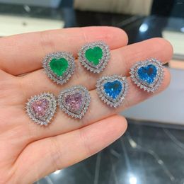 Stud Earrings Funmode Green Pink Charm Heart Shape For Women Jewellery Accessories Wedding Cobre Brincos FE118