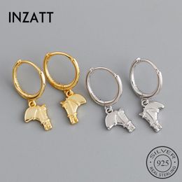 Hoop Earrings & Huggie INZAReal 925 Sterling Silver Horse For Fashion Women Hiphop Fine Jewelry 18k Gold Minimalist Animal Accessories