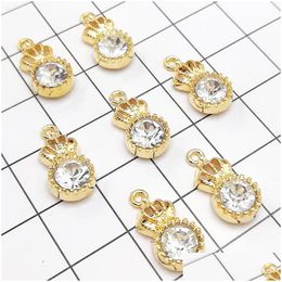 Charms Bk 200Pcs/Lot 10X20Mm Gold Plated Crown Pendants With Clear Rhinestone Good For Diy Craft Making Drop Delivery Jewellery Findin Dhjox