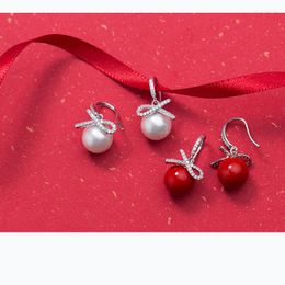 Dangle Earrings MloveAcc 925 Sterling Silver Bow-knot For Women Fashion Pearl Drop Girls Gift