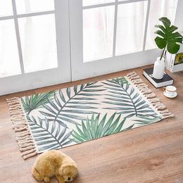 Carpets Qiong&yu Room Renovation Knit Cloth Cotton Woven Mat Tassel Knotted Printed Modern Minimalist Bedside Rug