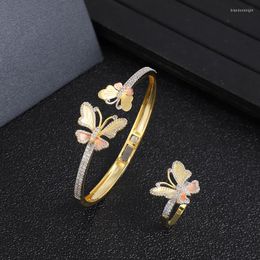 Necklace Earrings Set EYER Luxury Personality Temperament Butterfly Baguette Bracelet Ring For Women Wedding Party Zircon DUBAI Bridal