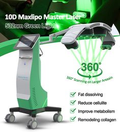 Professional MAXlipo Master 532nm Cold Laser weight loss Painless Fat Removal slimming machine 10D Green Lights Therapy beauty Equipment LIPO laser Slim device