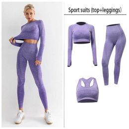 Yoga Outfits Women Yoga Top Long Sleeve Gym Workout Clothes for Women Seamless Yoga Set Fitness Clothing Sport Outfit Suit Sportswear AA230509