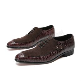 Italian Lace Up Solid Color Business Shoes Classic Plus Size Pointed Toe Brogue Shoes Elegant Cow Leather Male Oxfords Shoes