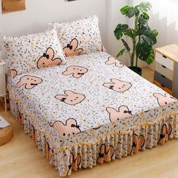 Bed Skirt Rabbits Bed Skirt Bedspread Home Bedroom Polyester Twin Full Queen King Double Fitted Sheet With Elastic Mattress Cover Bedding 230510