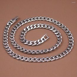 Chains Real Pure S925 Sterling Silver Chain 6MM Miami Cuban Curb Link Necklace 17.7inch