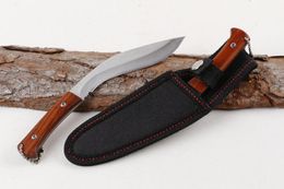 Coltello a machete piccolo di alta qualità 440C Lama in raso Manico in legno pieno Tang Coltelli a lame fisse Coltelli da campeggio all'aperto Escursionismo Pesca Coltello da sopravvivenza con guaina in nylon