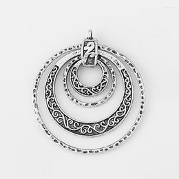 Pendant Necklaces 2pcs Ethnic Layer Circle Carved Flower Charms For Earring Necklace Jewellery Making Findings Accessories