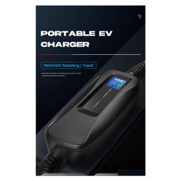 Electric Vehicle Charger Equipment Type 2 Ev Level 32 Amp Portable Cee Plug 220V240V Car Charging Iec 621962 Drop Delivery Mobiles Dhbe2