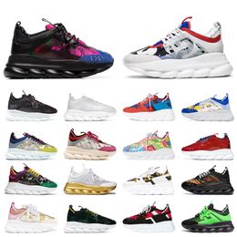 Top Italy Chain Reaction Designer Casual Shoes Men Women Black Multi-Color Rubber Suede Chainz White Loafers Spotted Luxury Fluo Barocco Platform Sneakers Trainers