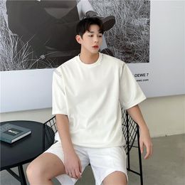 Men's T Shirts 2023 Summer Korean Style Unique Embroidery Thread Design Men Casual Loose Black O-neck Tee For Size M-XL