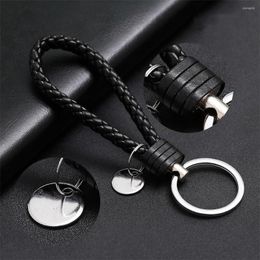 Keychains 1 PCS PU Leather Braided Woven Rope Keychain DIY Bag Pendant Key Chain Holder Car Trinket Keyring For Men Women Gift Jewelry