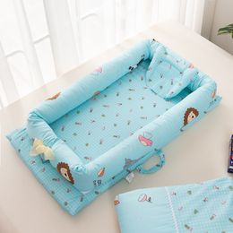 Bassinets Cradles Baby Nest Bed with Pillow Portable Crib Travel Infantial Cotton Cradle Removable Washing For born Bassinet Bumper 90*50CM 230510