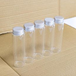 Storage Bottles Wholesale 6 Pieces 90ml 37 120mm Glass With Aluminium Caps Mini Tiny Jars Vials