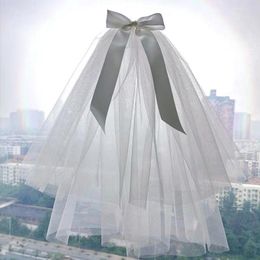 Headpieces Veil Short Double-layer White Travel Bow Wedding Po Pography Props Bridal Headdress